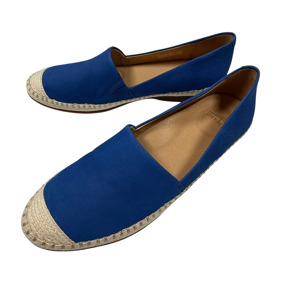 Dansko Espadrille Flats‎ Size 38 Cobalt Blue Lesley Nubuck Slip On